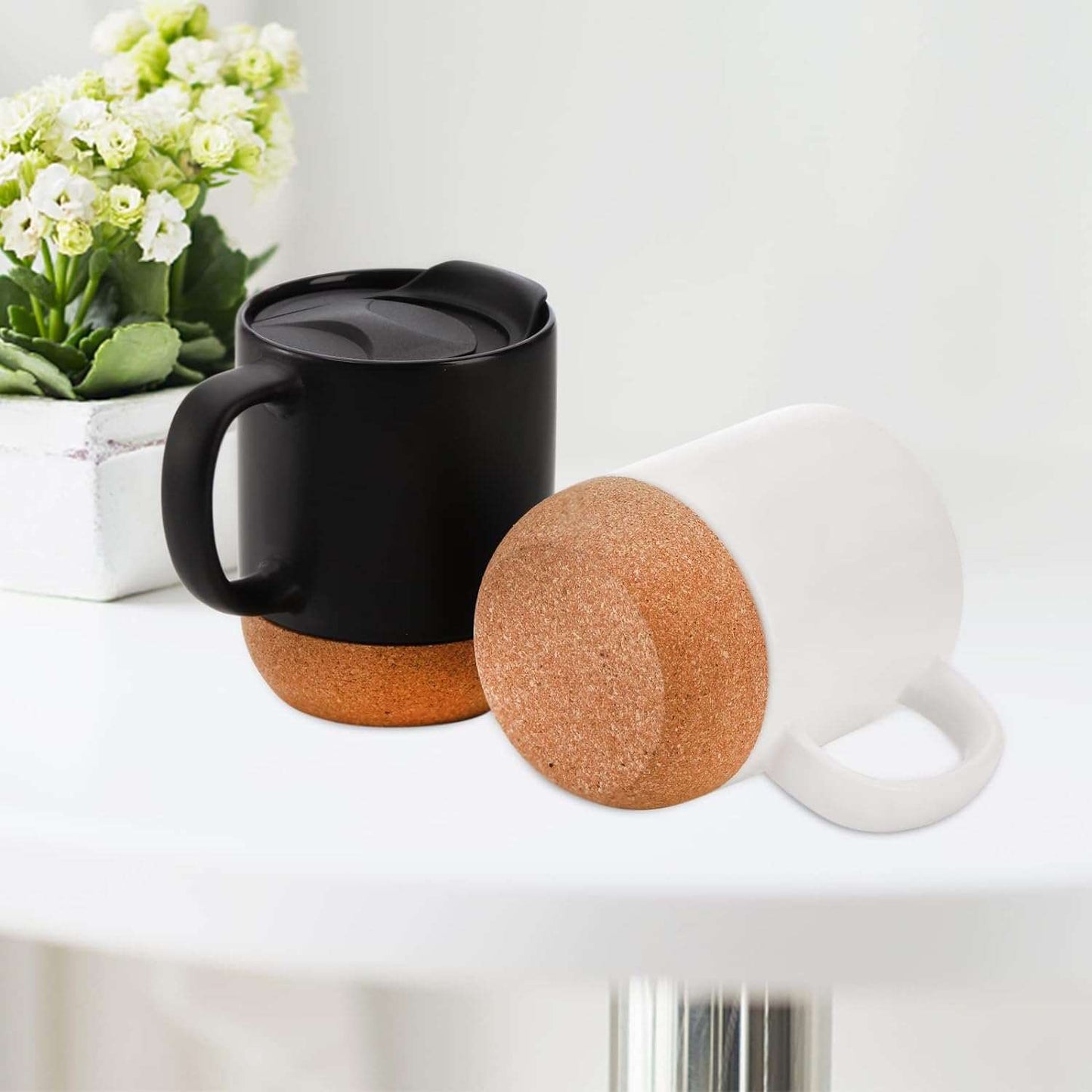 Ceramic Mug with Cork Bottom and Lid