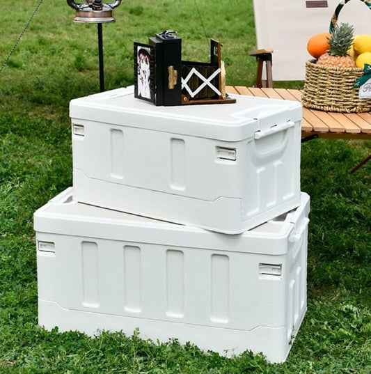 Collapsible Storage Box with Leather Panel