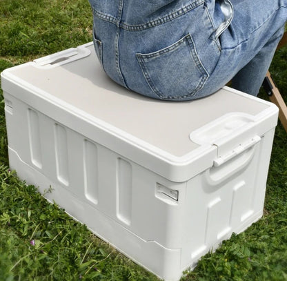 Collapsible Storage Box with Leather Panel