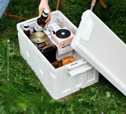 Collapsible Storage Box with Leather Panel