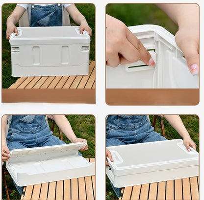 Collapsible Storage Box with Leather Panel