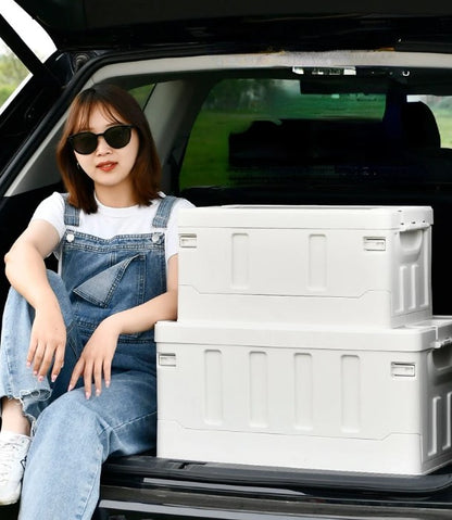 Collapsible Storage Box with Leather Panel