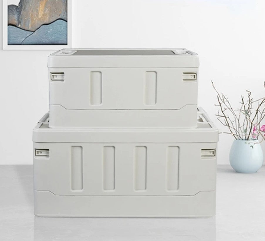 Collapsible Storage Box with Leather Panel