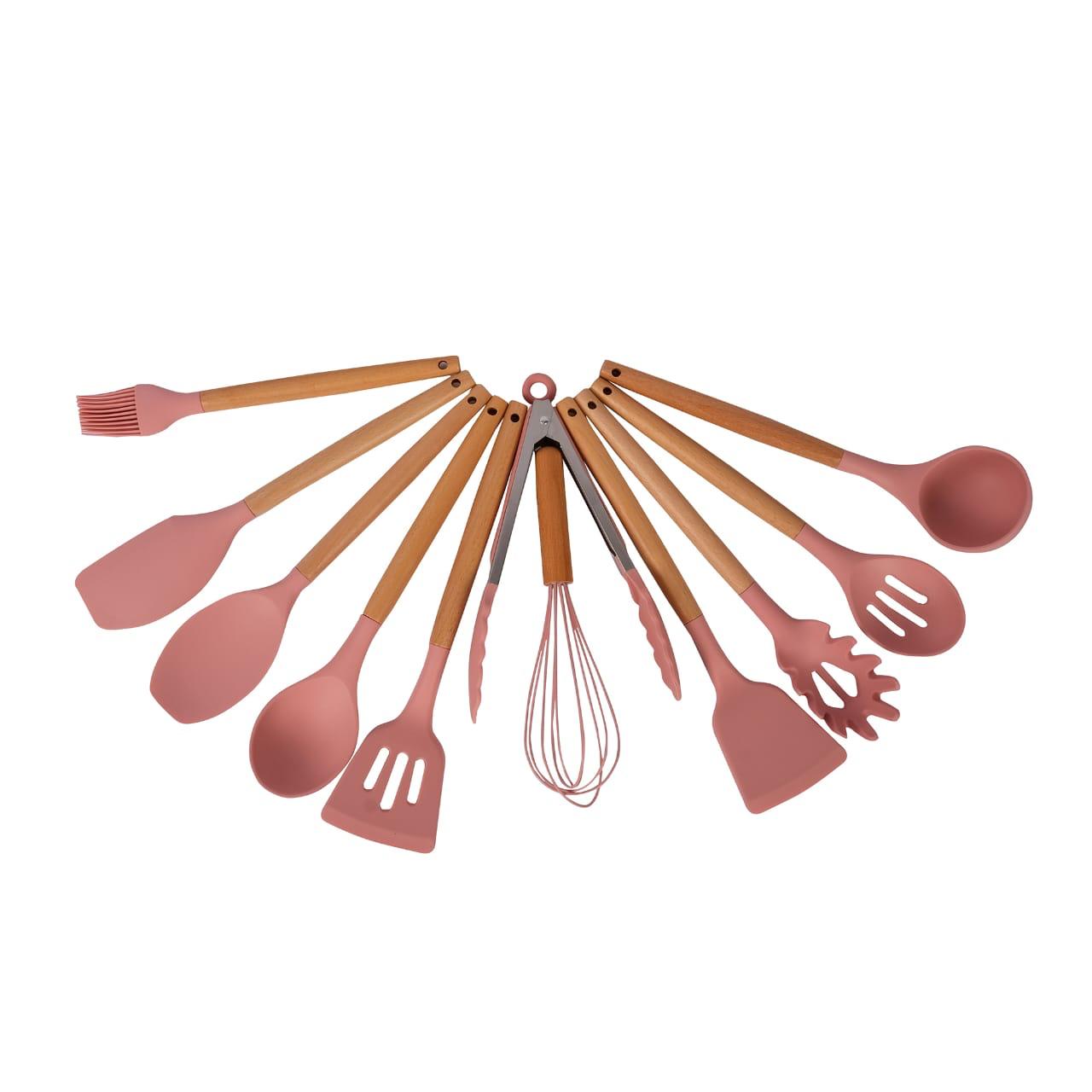 Kitchen Tools - Cooking Spoon Set with Wooden Handle 12 Pcs