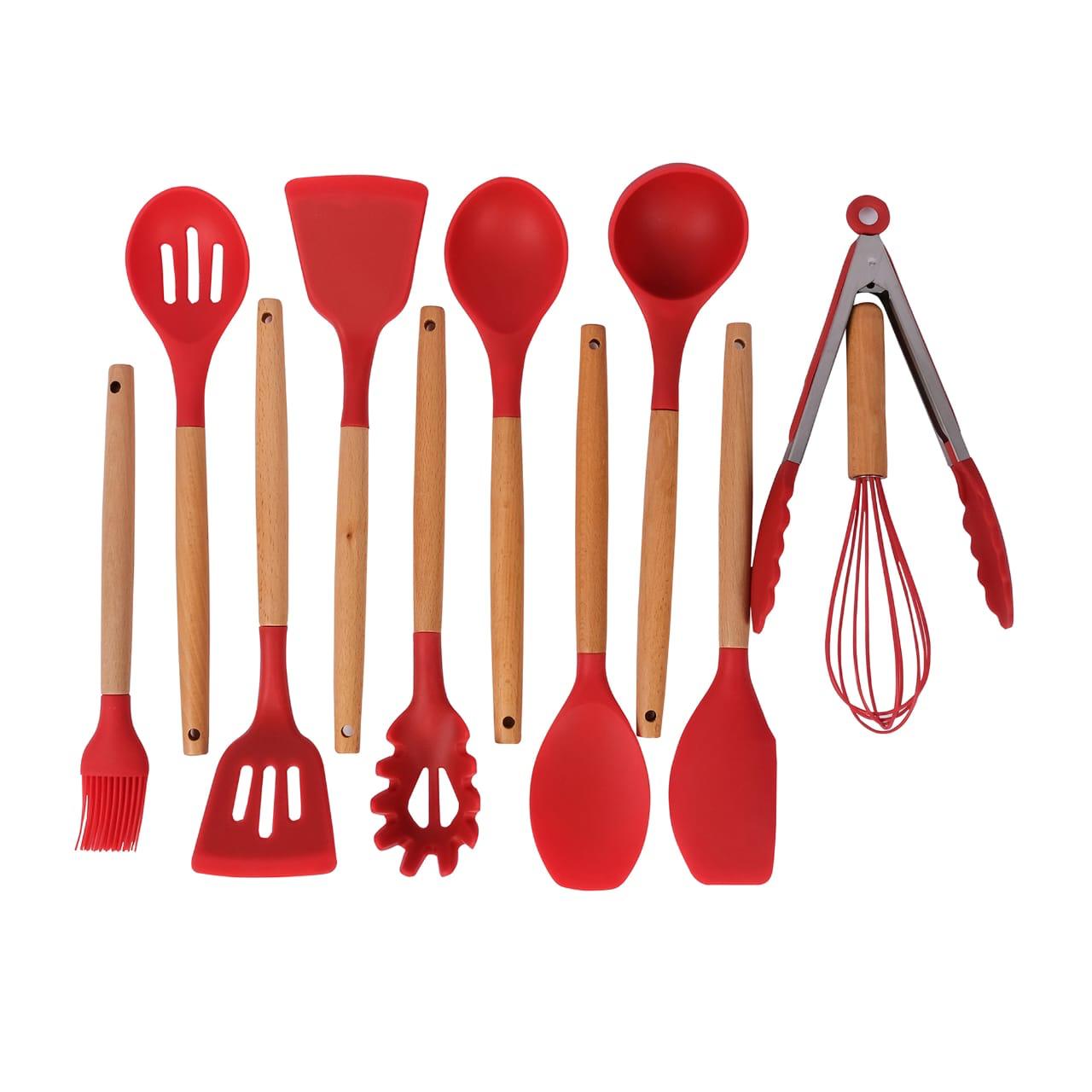 Kitchen Tools - Cooking Spoon Set with Wooden Handle 12 Pcs