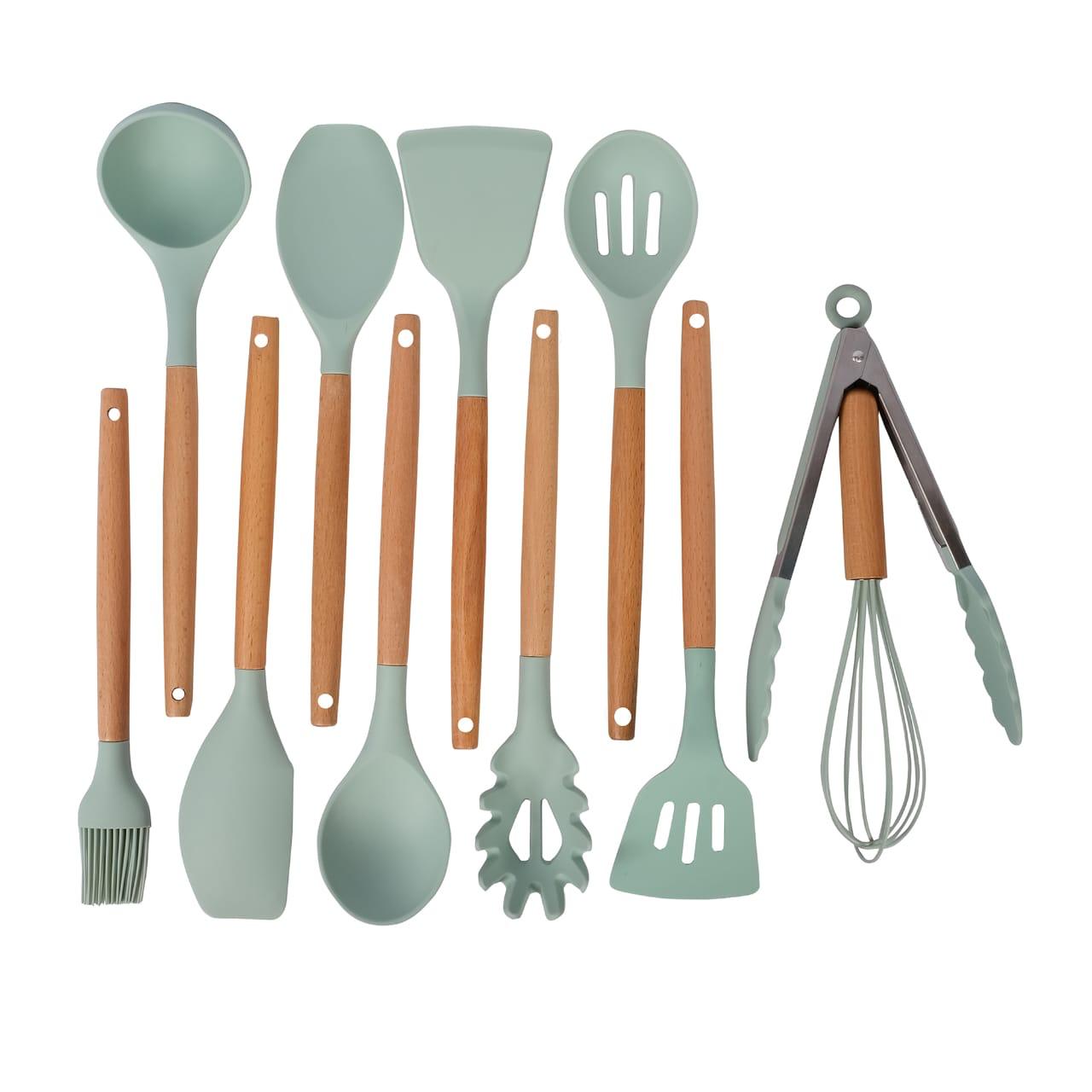 Kitchen Tools - Cooking Spoon Set with Wooden Handle 12 Pcs