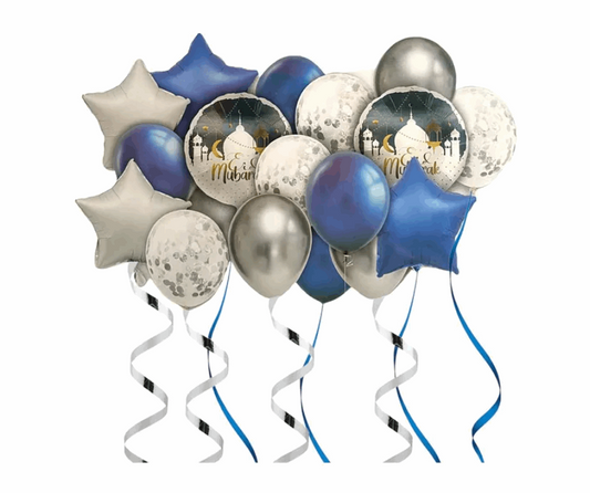 Eid Mubarak Foil Balloons - Set of 18pcs