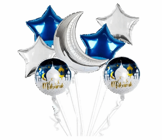 Eid Mubarak Foil Balloons - Set of 7pcs