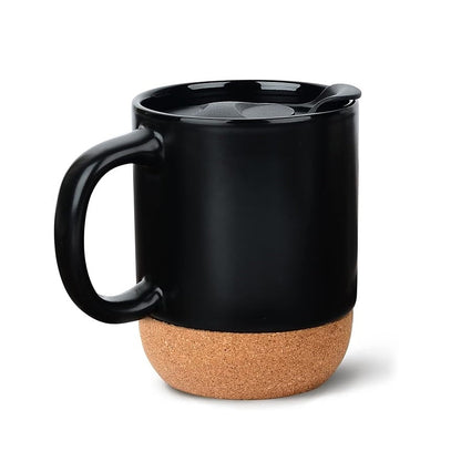 Customizable Ceramic Mug with Cork Bottom and Lid