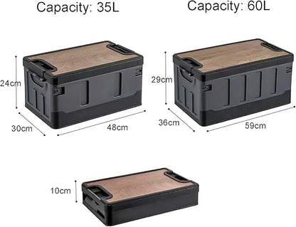 Outdoor Camping Collapsible Storage Box with Wooden Lid