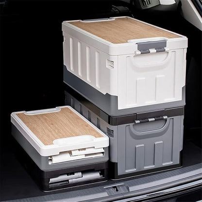 Outdoor Camping Collapsible Storage Box with Wooden Lid