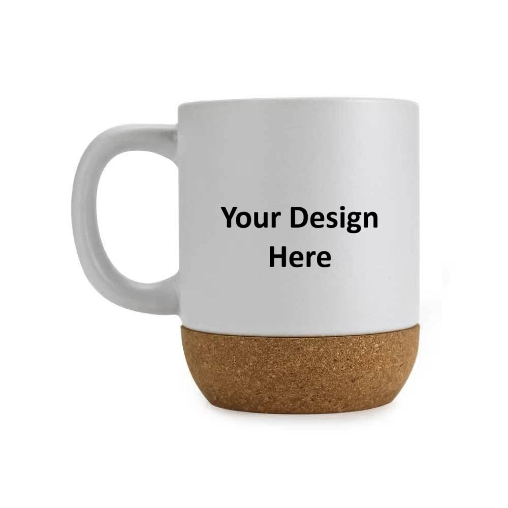 Customizable Ceramic Mug with Cork Bottom and Lid