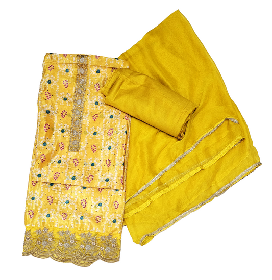 Chinnon Print Unstitched Suit Set - Yellow